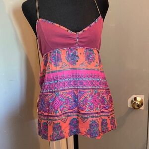 Free People Pink and Orange Boho Camisole